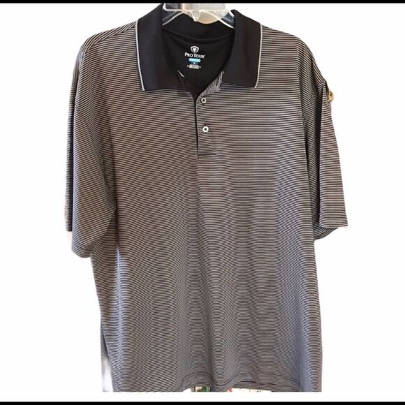 MENS XL Pro Tour Cool Play Polo Shirt Grey & Black - Picture 3 of 4